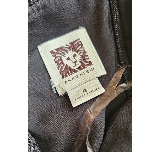 Vintage Anne Klein Metallic Lace Cocktail Mini Dress Women Size 4 Black Shimmery - Picture 6 of 8